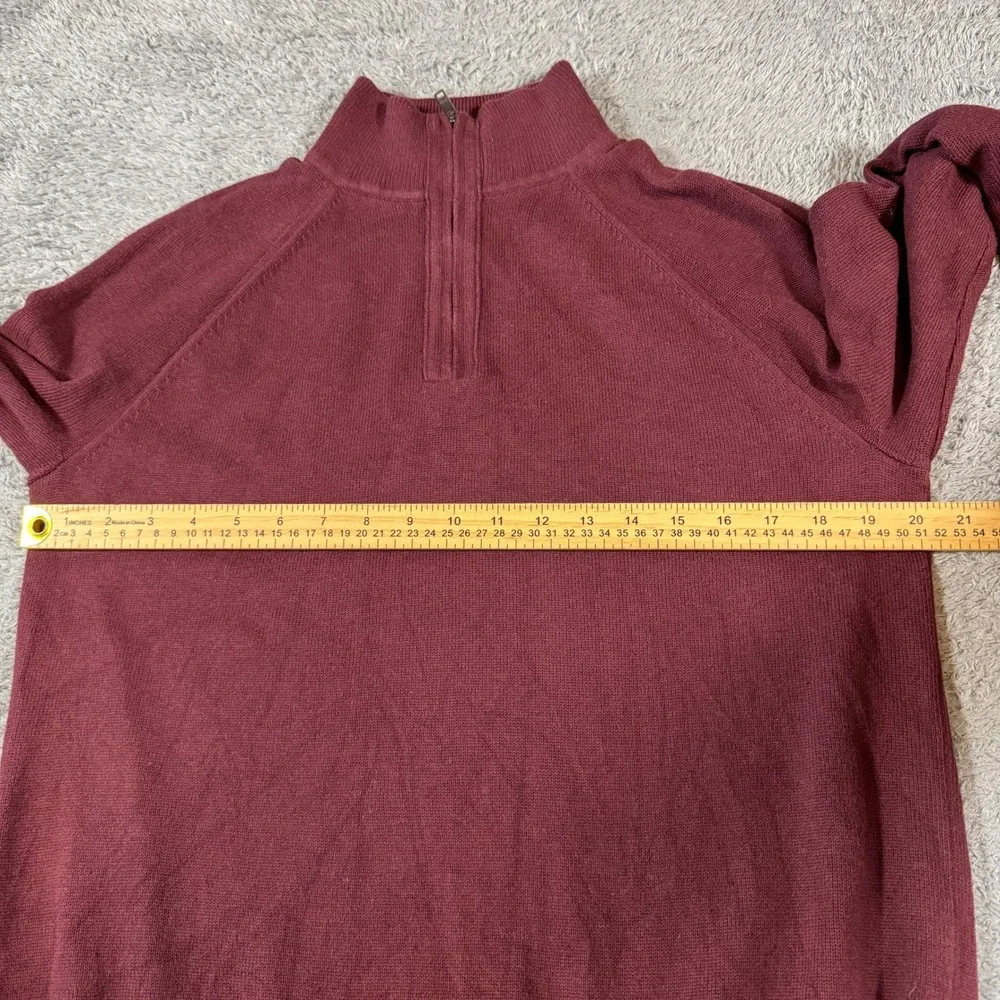 Banana Republic Mens Quarter Zip Pullover Sweater Size M Burgundy Cotton Blend
